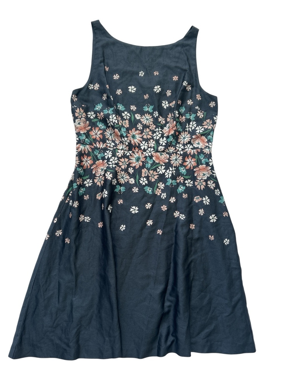 LOFT Navy Floral Fit & Flare Dress